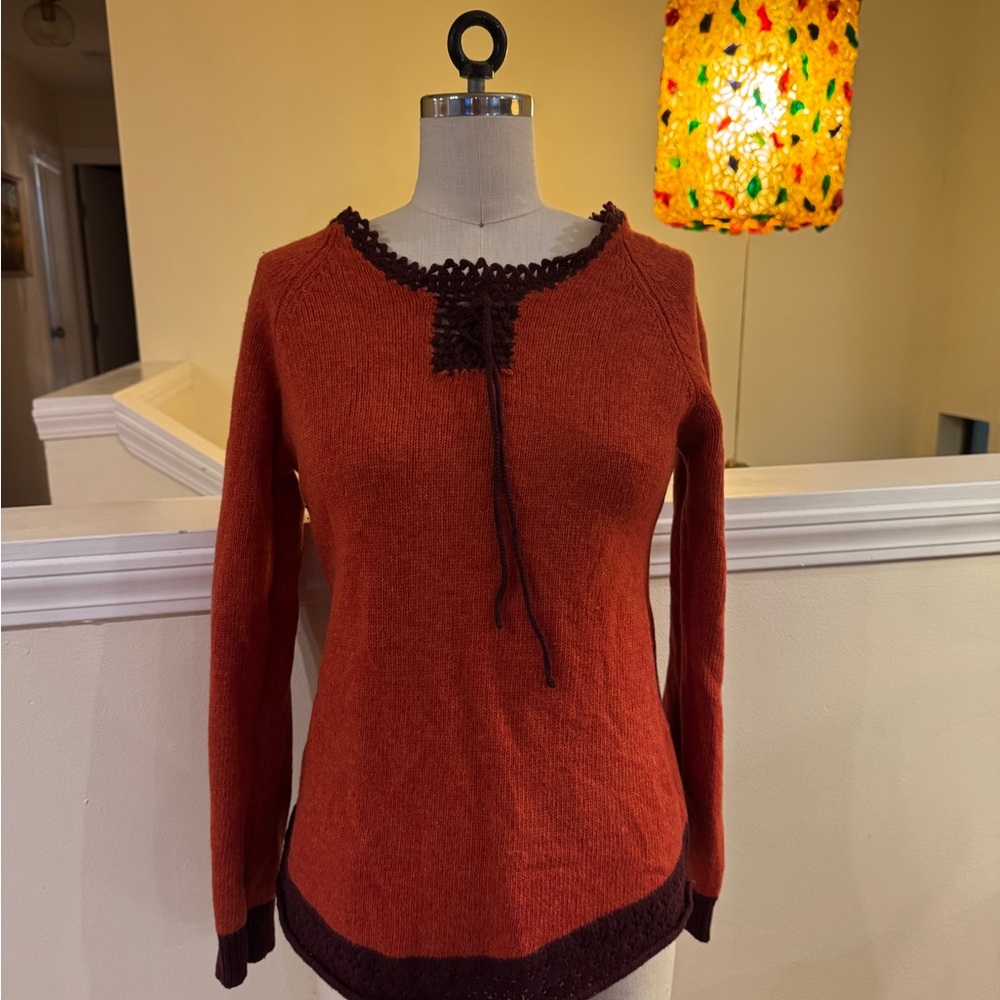 Bionica Orange Sweater with Dark Brown Trim